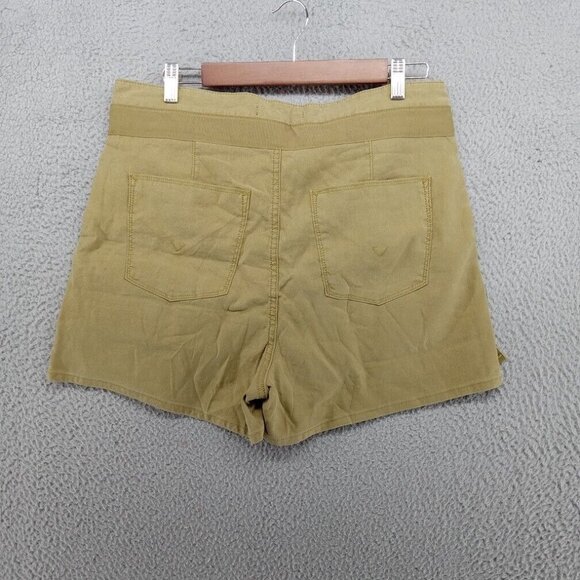 Hudson Jeans Shorts Womens Size 27 Olive Green Khaki Paperbag Style Linen Lyocel - Picture 7 of 9